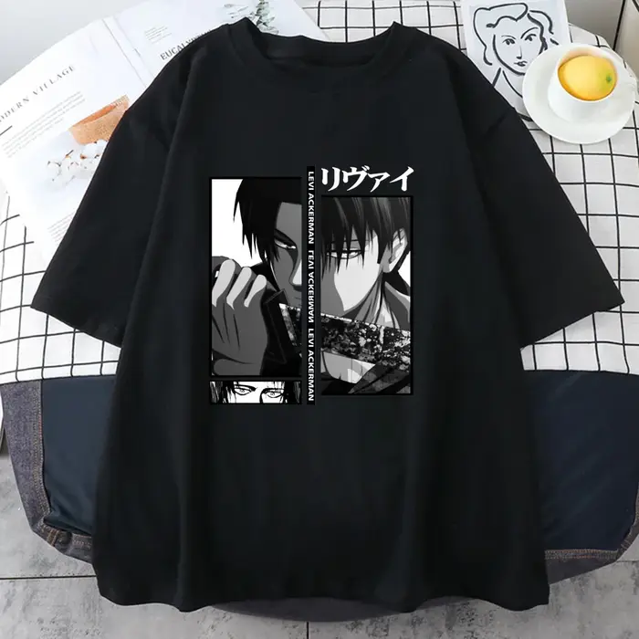 Levi Ackerman Cool graphique imprimé T-Shirt hommes et femmes ample Anime Harajuku T-Shirts hauts Vintage