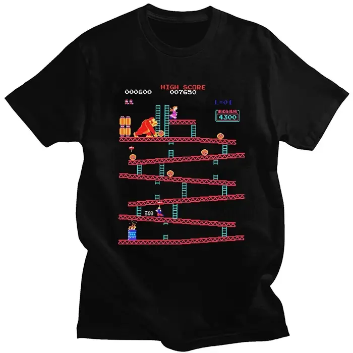Drôle Donkey Kong T-shirt hommes jeu d'arcade Collage
