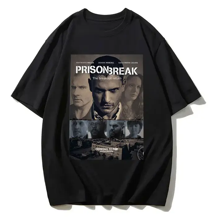 Hommes Vintage t-shirts série Tv Prison Break vêtements esthétiques Michael Scofield Y2k chemise Streetwear imprimé T-shirt haut coton