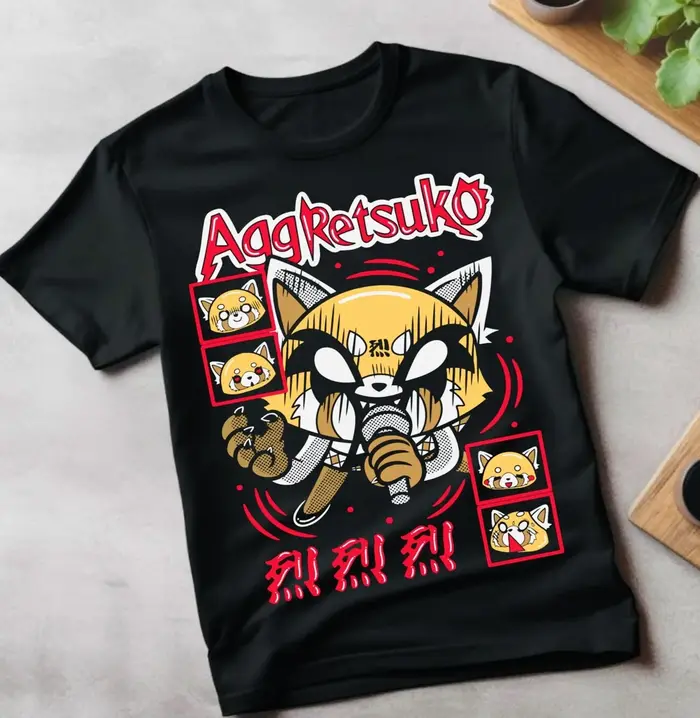 Aggretsuko T-Shirt agressif Retsuko Kawaii Waifu fille Anime chemise T-Shirt toutes tailles