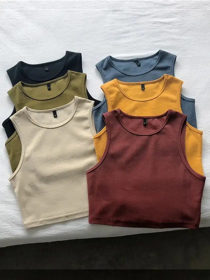 Haut court rétro sans manches pour femmes, nouveau, haut, audiminceur, extensible, slim, court, été