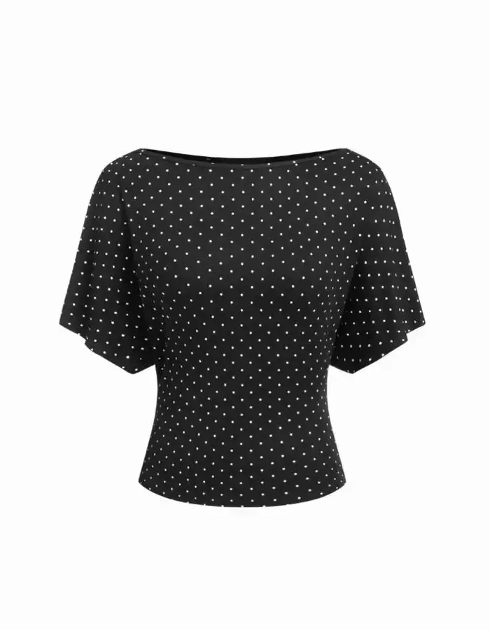 T-shirt décontracté ample à col bateau en coton mélangé pour femme