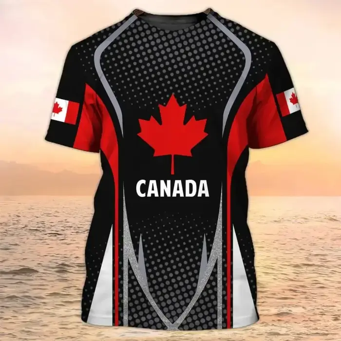 T-shirt imprimé drapeau du Canada feuille d'érable pour hommes et femmes