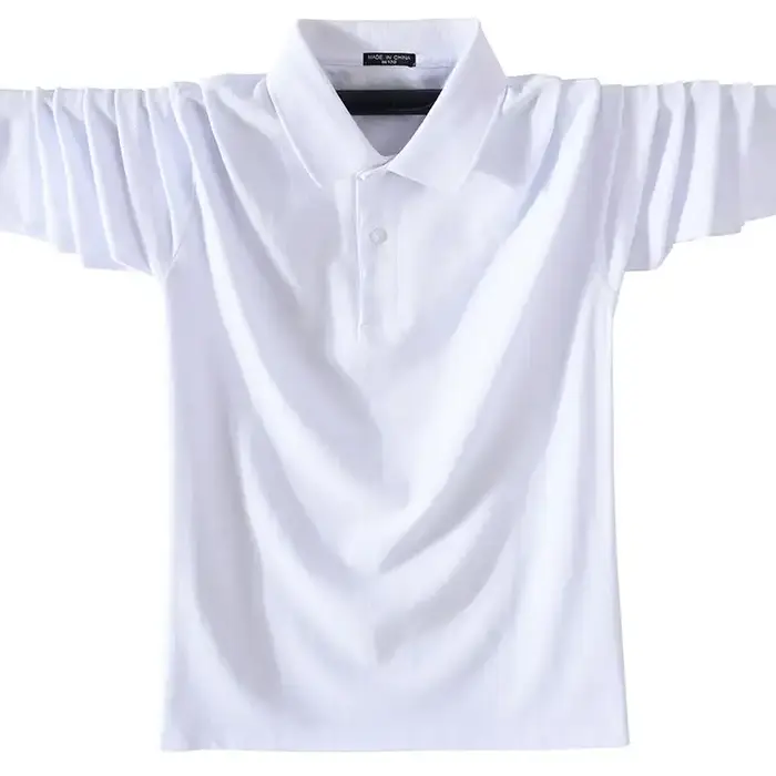 Polos à manches longues pour hommes, 100% coton, haute qualité, document solide, classique, décontra