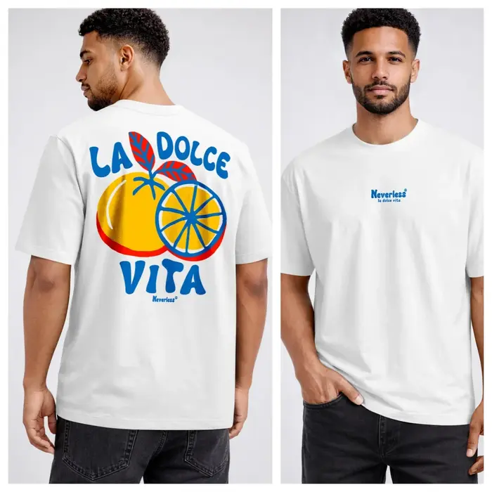 LA DOLCE VITA T-shirt décontracté ample 100% coton avec motif pour homme et femme