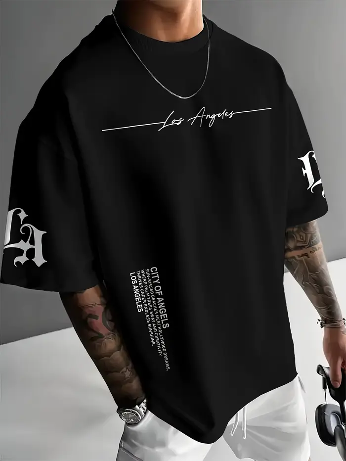 Le nouveau T-shirt pour hommes d'été 2025 est un haut simple pour hommes d'extérieur décontracté et à la mode avec des imprimés de lettres