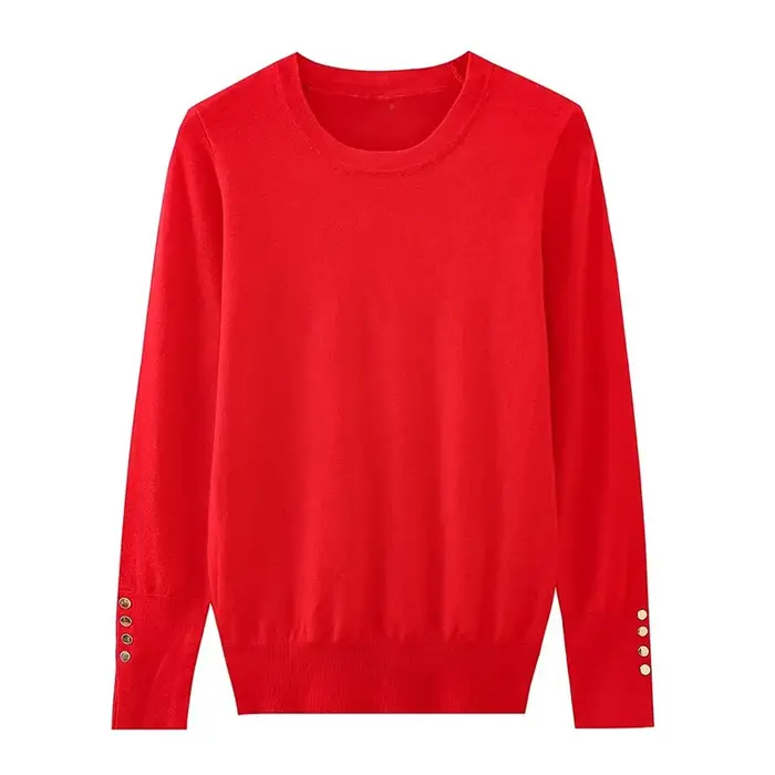 YENKYE automne femmes solide col rond à manches longues basique tricot pull décontracté hauts pullov
