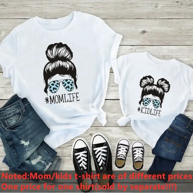 T-shirt d'été à manches courtes pour mère et fille