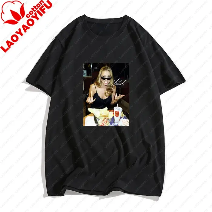 T-shirt manches courtes homme, estival et décontracté, avec image de Mariah Carey