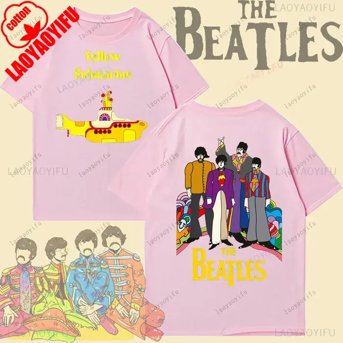 T-shirt The Beatles Black Rock Band