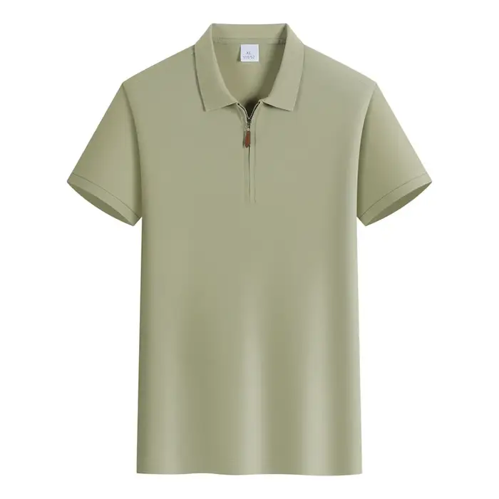 Polo décontracté léger à col zippé pour homme