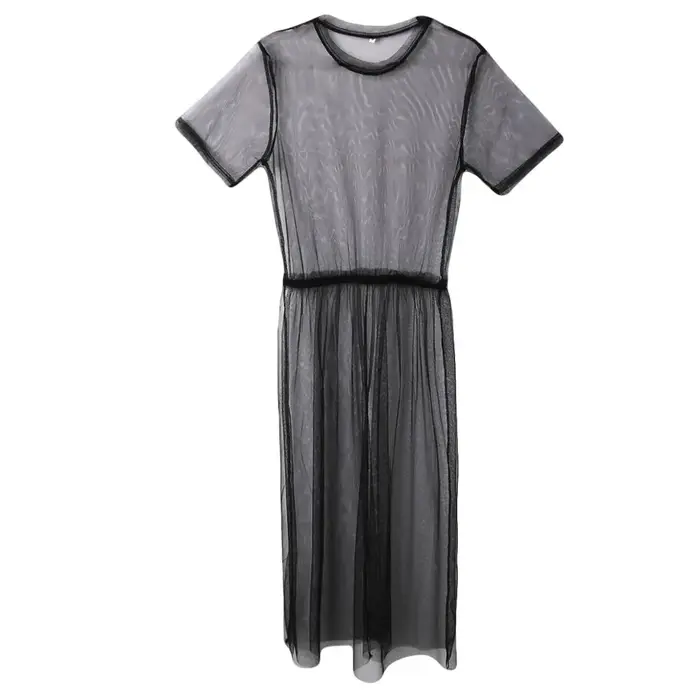 Sexy t-shirt maille robe transparente femmes Transparent couvrir haut t-shirt mode Transparent à man
