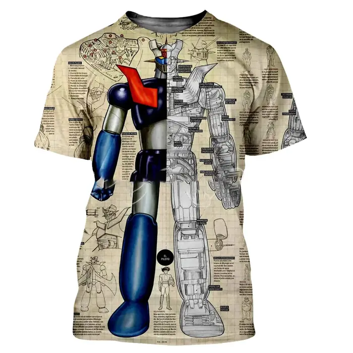 Mazinger Z T-shirt pour hommes mode d'été 3D imprimé à manches courtes Top t-shirts Style Harajuku T-shirt surdimensionné vêtements pour hommes de rue