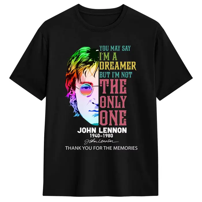 T-shirt John Lennon, T-shirt rétro Y2K d'été, 100% coton, populaire, pour hommes, imprimé