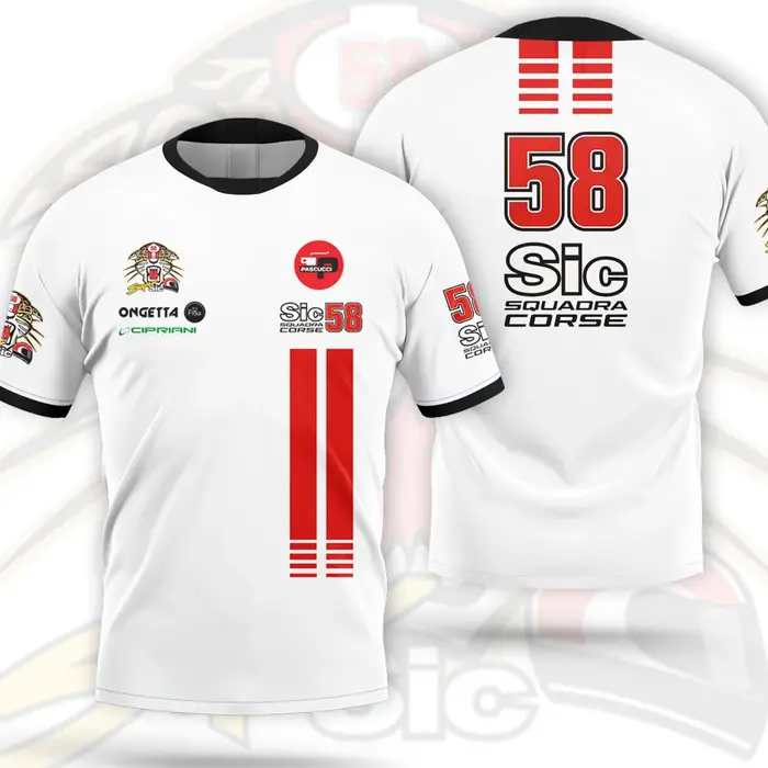 T-shirt pour hommes Marco Simoncelli SIC 58 Driver Fans, vêtements de sport à manches courtes pour l