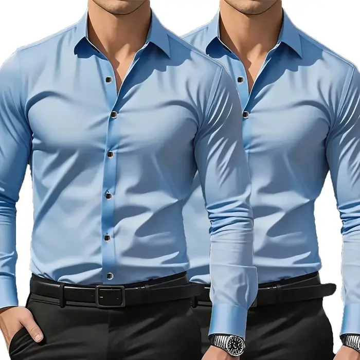Chemise bleue unie pour homme