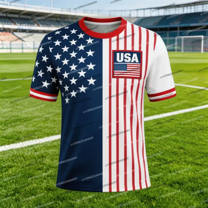 T-shirt Enfant et Homme 2026 avec Emblème Drapeau Américain