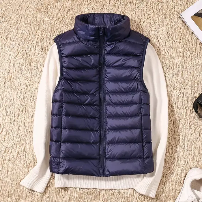 Femmes sans manches gilet vestes hiver mode mâle coton rembourré gilet manteaux femmes col montant c
