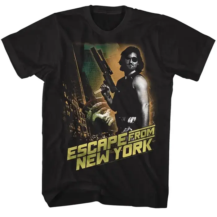 T-shirt Escape From New York pour hommes, style rétro, motif de film d'action, manches courtes, déco