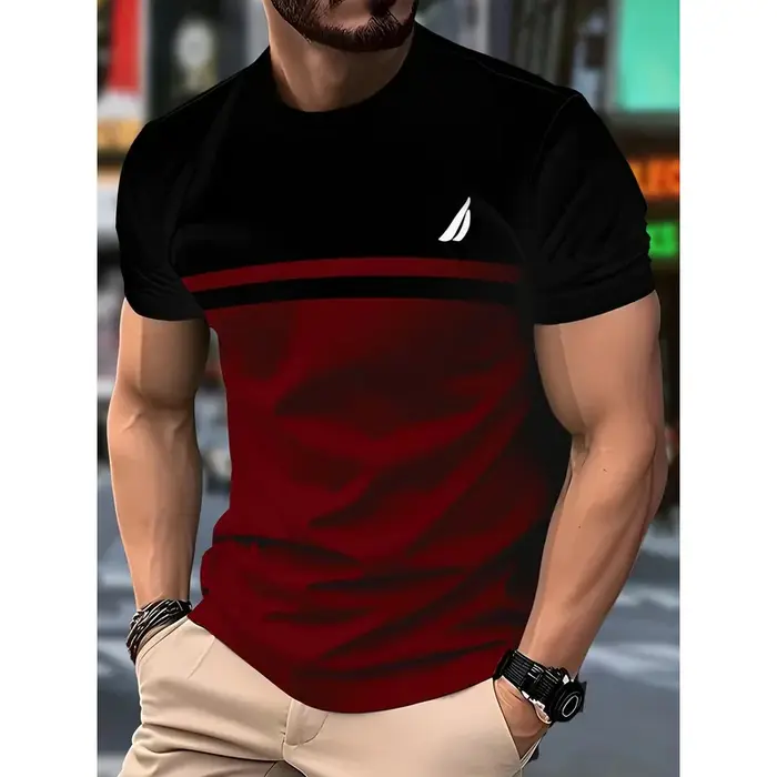 Nouveau T-shirt à col rond 3D pour hommes