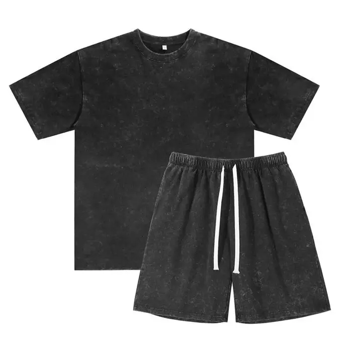 Ensemble T-shirt et short 100 % coton pur à manches courtes pour homme et femme – Tenue décontractée