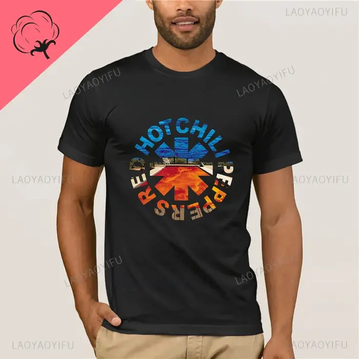 T-shirt RHCP Rock Band Red Hot Chili Peppers en coton incroyable pour homme, avec logo rétro du grou