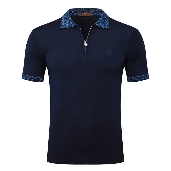 OECHSLI polo soie hommes 2025 nouveau droit respirant élastique à manches courtes mince fermeture éclair qualité grande taille M-5XL