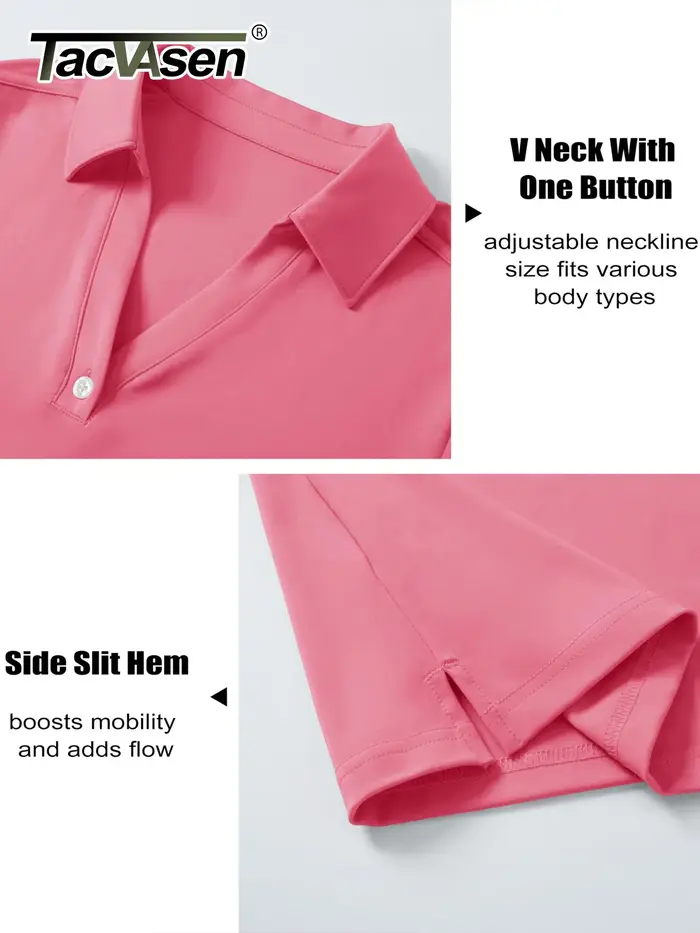 Chemise polo pour femmes TACVASEN à manches courbées