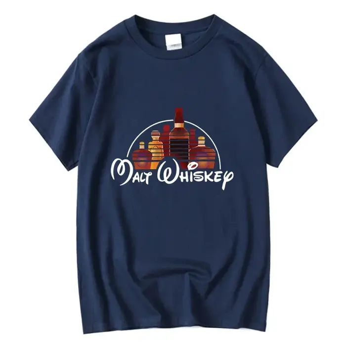 T-shirt d'été pour hommes 100% coton drôle malte whisky imprimé été ample col rond Cool T-shirt pour