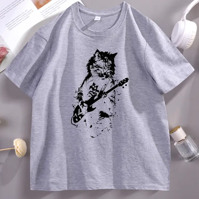 T-shirt Rock Cat Guitar