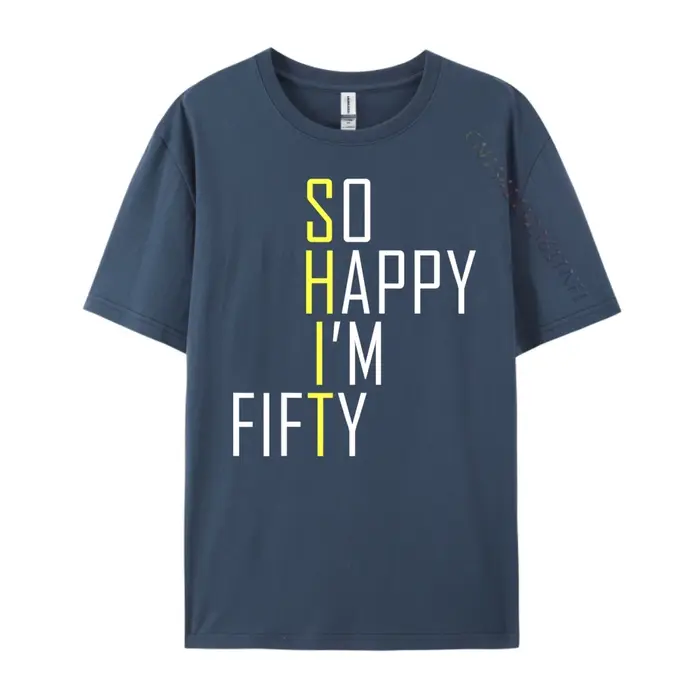 T-shirt graphique blanc So Happy I'm Fifty, chiffres drôles, bâillon du 50e anniversaire, 50 ans
