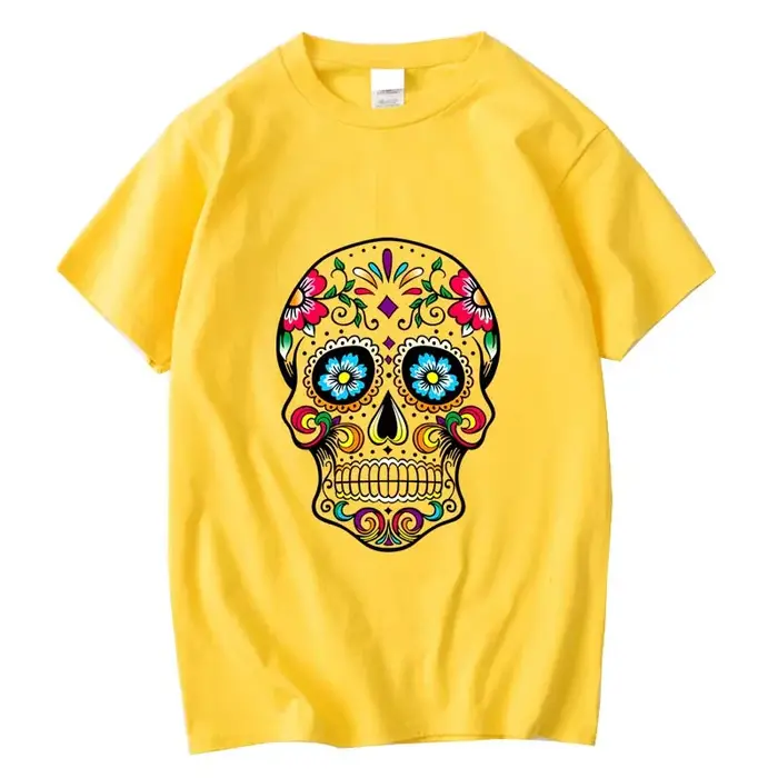 T-shirt homme haute qualité 100% coton Style de rue ample Cool crâne imprimé été hommes T-shirt déco