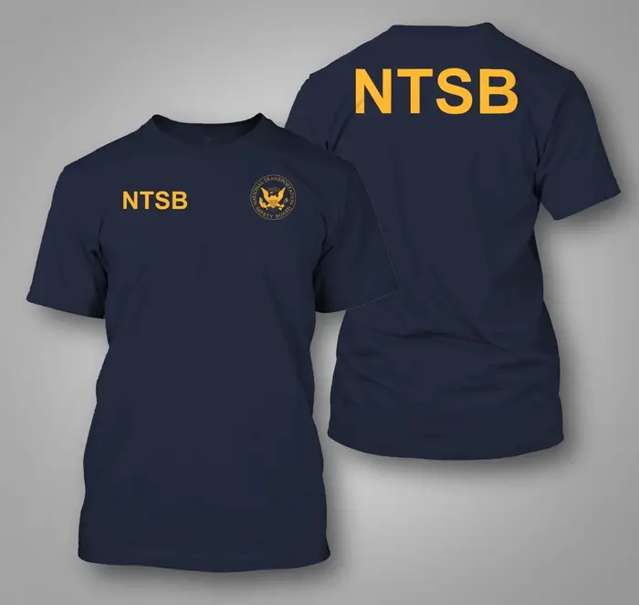 NTSB National Transportation Safety - T-shirt personnalisé pour hommes avec motif sur le dos et sur le devant