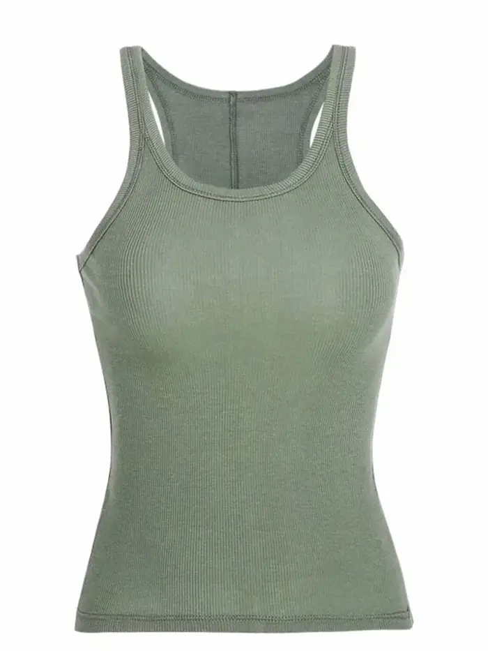T-shirt en fibre de bois pour femmes, vêtement de base, couleur verte douce, vintage, années 90, coo