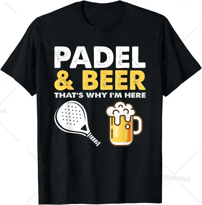 T-shirt drôle de raquettes de tennis Padel et bière