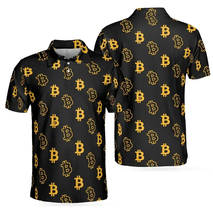 Mode luxe Bitcoin impression 3D polos à manches courtes pour hommes vêtements de haute qualité Golf t-shirts bouton POLO t-shirt hauts