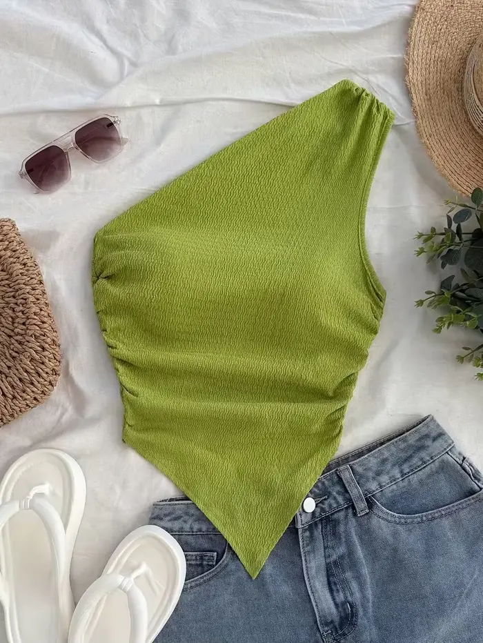 Débardeur asymétrique pour femmes, idéal pour les vacances d'été, haut court
