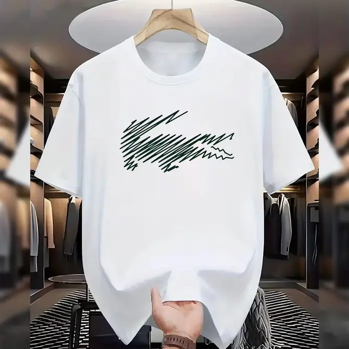 T-shirt classique en coton avec motif crocodile