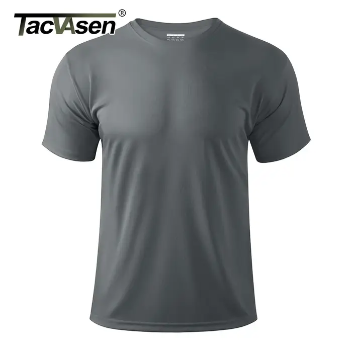 TACVASEN UPF 50 + UV chemise hommes col rond manches courtes basique été t-shirt style décontracté salle de sport