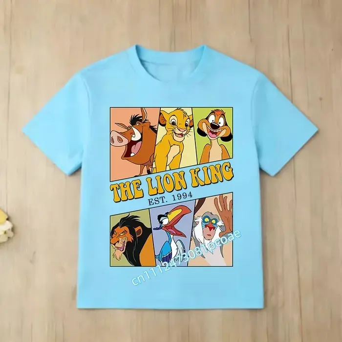 T-shirt de sport pour garçons et filles - Haut décontracté avec imprimé de dessin animé Le Roi Lion