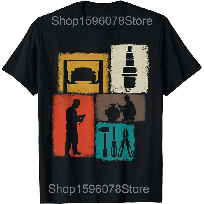 T-shirts humoristiques pour mécaniciens et techniciens, vintage, pour hommes et femmes, en pur coton