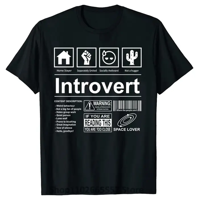 Introvert Logo T-shirt drôle Humor Introvers blague t-shirts été coton Streetwear