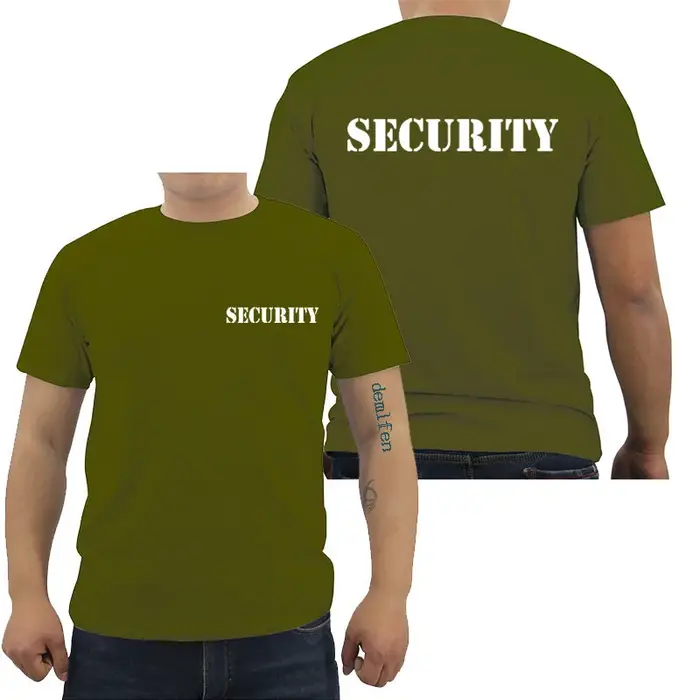 Sécurité hommes T-shirt événement personnel noir Double face haut qualité coton décontracté à manches courtes