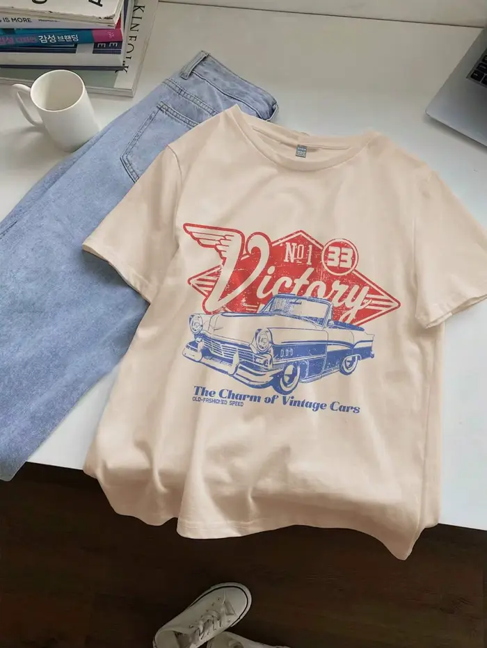 T-shirts pour femmes, imprimé The Charm Of Vintage Cars Victory