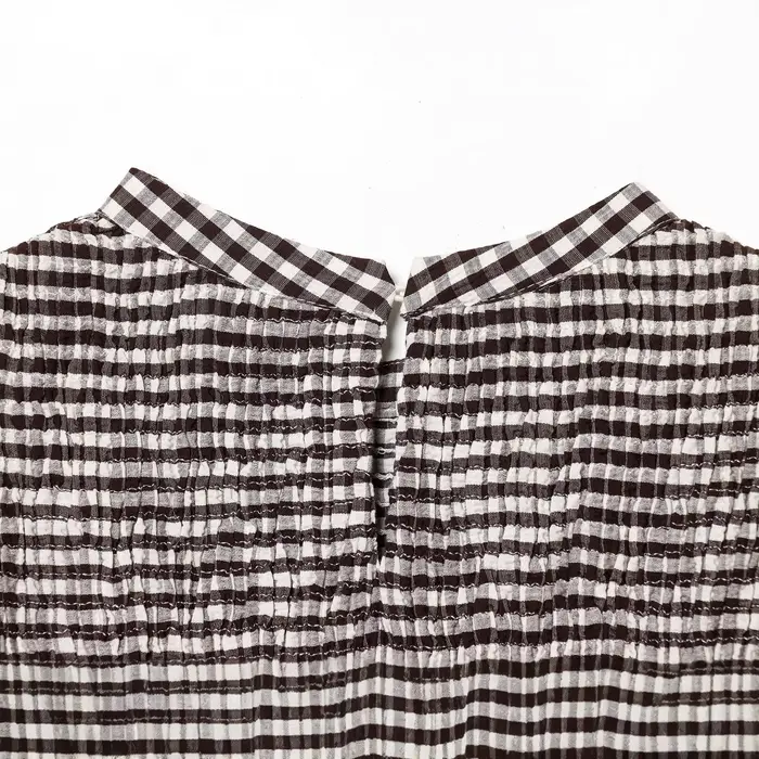 Chemise Vintage Femme Tendance à Col Montant et Manches Bulles