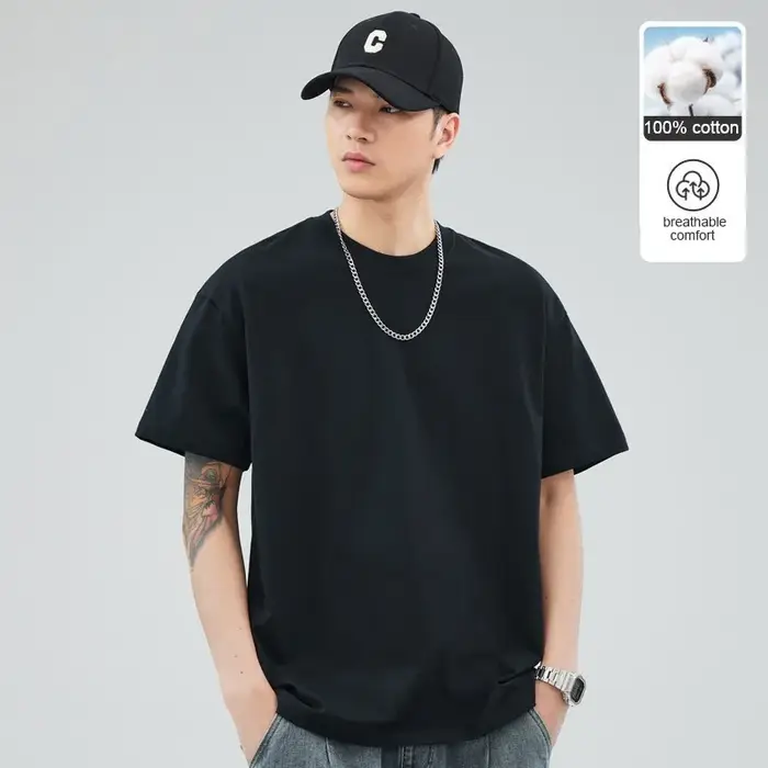 Homme t-shirts 100% coton de haute qualité nouvelle marque d'été hauts classique plaine col rond manches courtes décontracté mode hommes vêtements