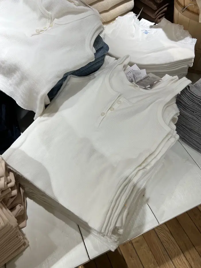 Débardeur en coton gaufré à col rond pour femme