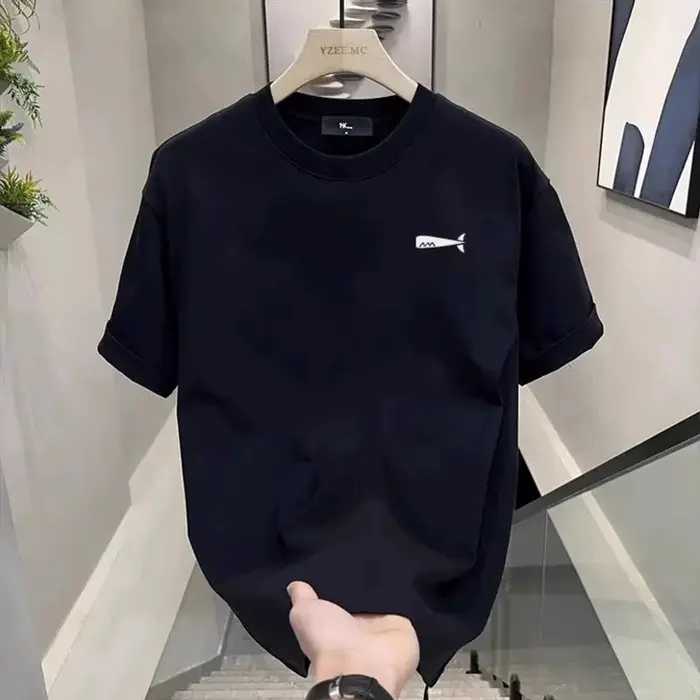 T-shirts en coton ajustés noirs pour hommes, taille 5XL, décontractés pour l'été, avec imprimé balei