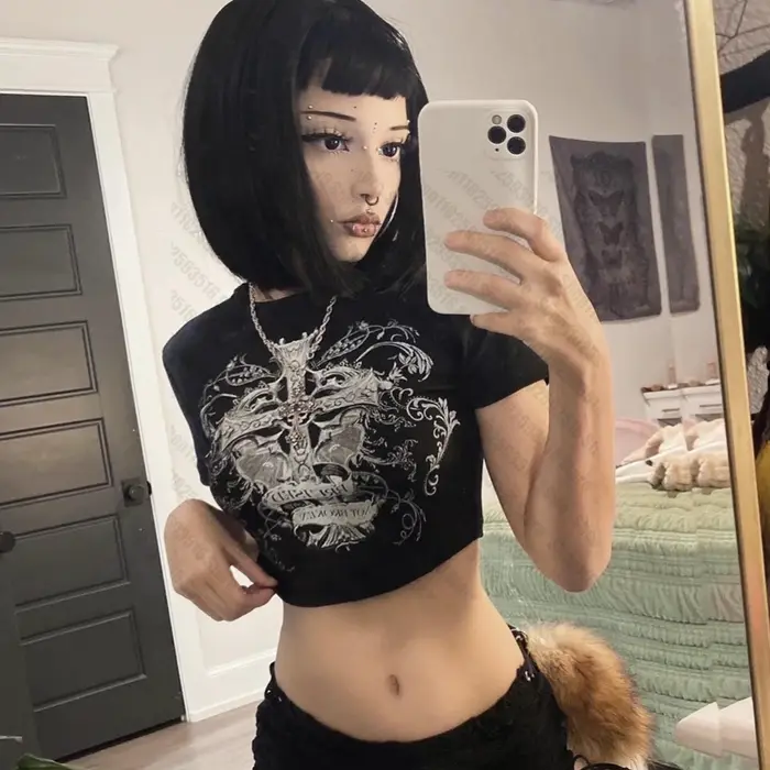 Kawaii graphique t-shirts Harajuku vêtements femme étoile fille Y2k Kitty t-shirt pour femmes 2000s