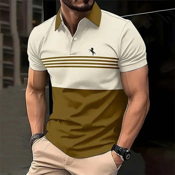 Chemises polo simples à rayures pour hommes